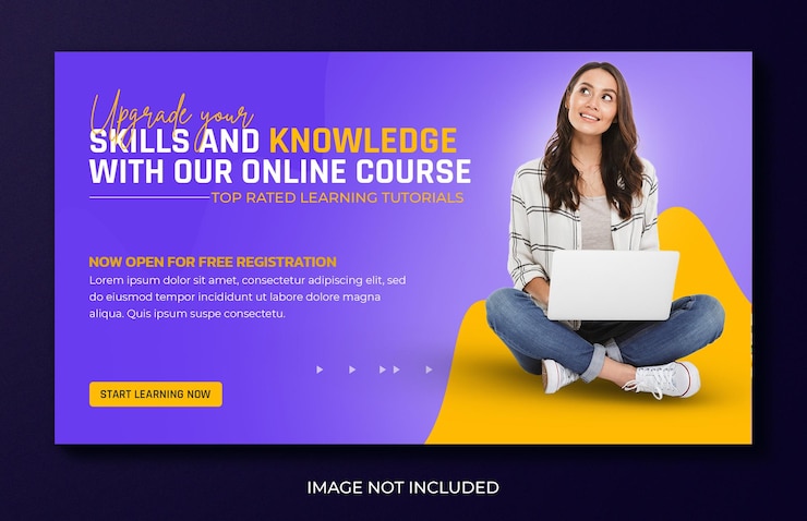 PSD online courses education web banner and facebook cover template design psd