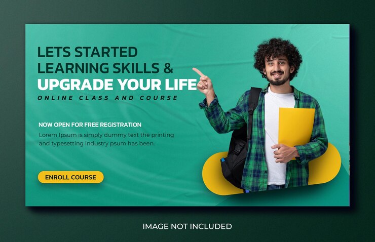 PSD online courses education web banner and facebook cover template design psd