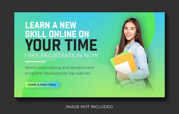 PSD online courses education web banner and facebook cover template design psd