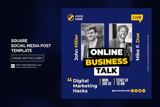 PSD online cursus en webinar social media post of vierkante webbannersjabloon