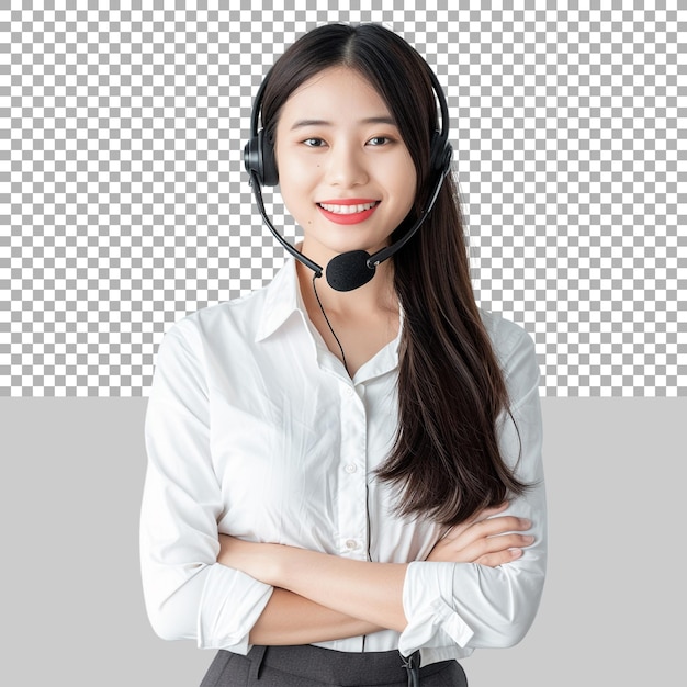 PSD online customer service agent with microphone on transparent background ai generated