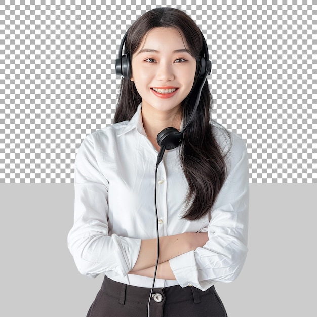 PSD online customer service agent with microphone on transparent background ai generated