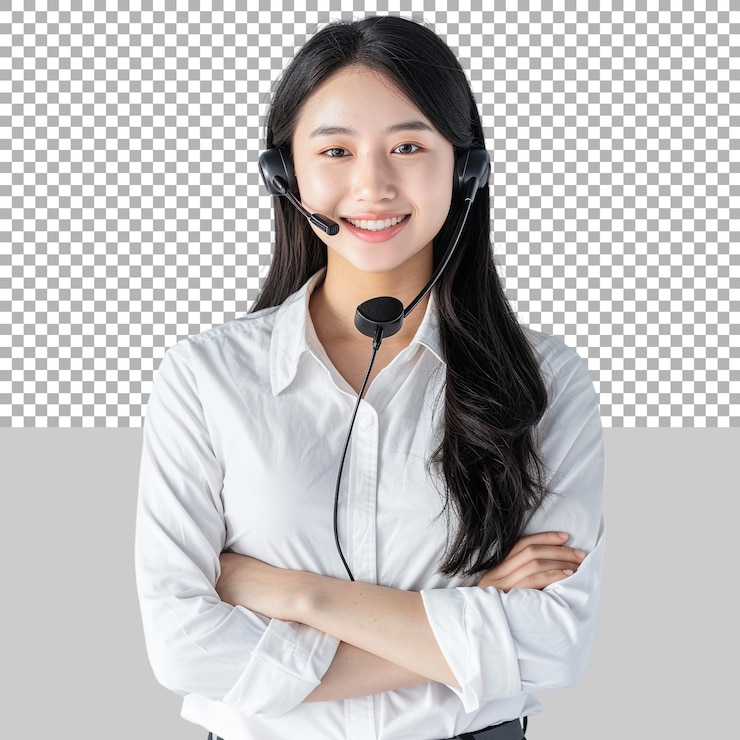 PSD 透明な背景にマイクを搭載したオンラインカスタマーサービスエージェント ai generated
