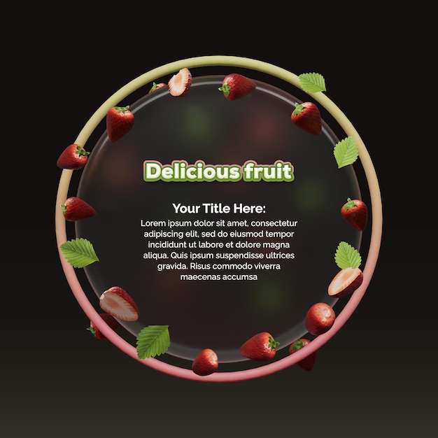 online delicious fruit business banner with 3d rendering stawberry