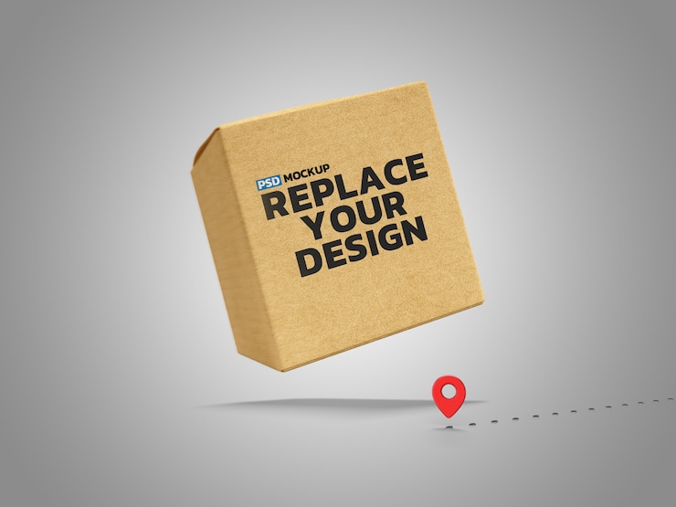 Online Delivery Box Mockup 3D Rendering Design