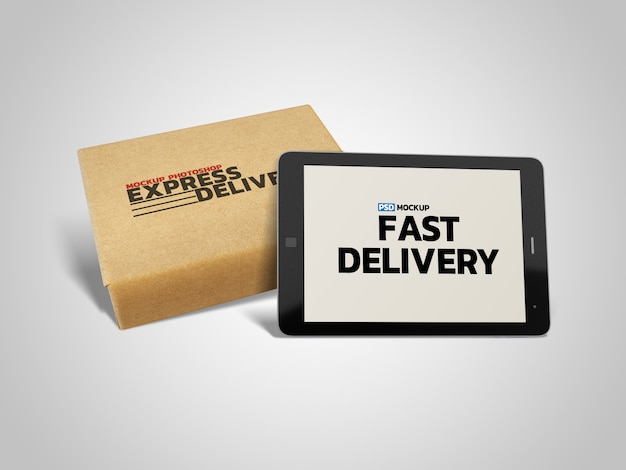 Online Delivery Box Mockup 3D Rendering