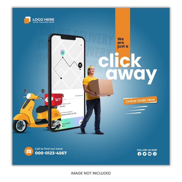 PSD online delivery psd template perfect voor het promoten van uw snelle en handige diensten