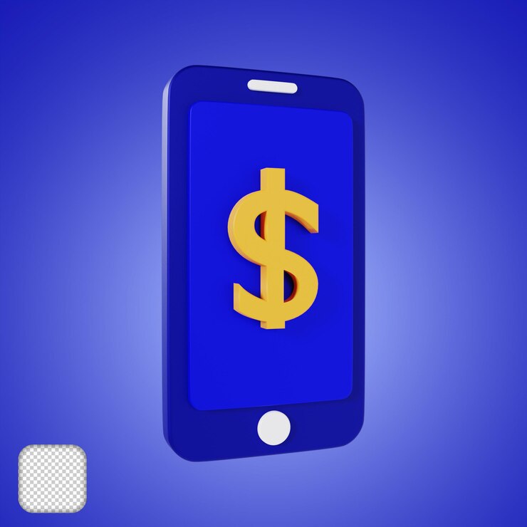 PSD online dollar phone 3d illustration