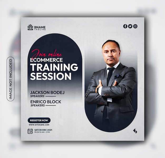 PSD online ecommerce training session social media post template