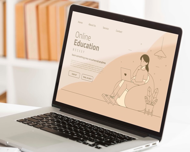 online education concept with laptop