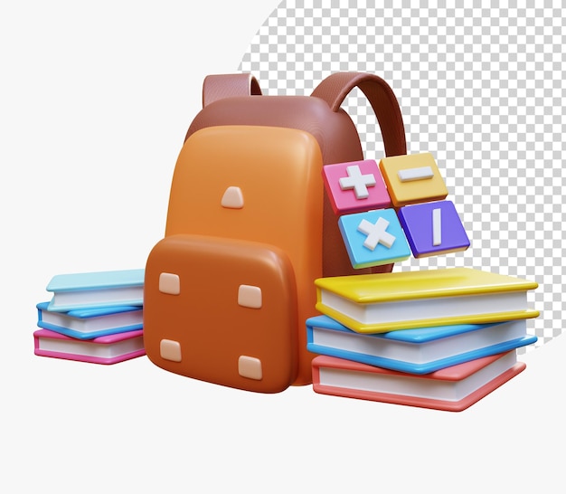 Online education Elearning concept design graduate cap school bags notebooks stationery Education idea for website banner presentation poster and advertising 3d rendering