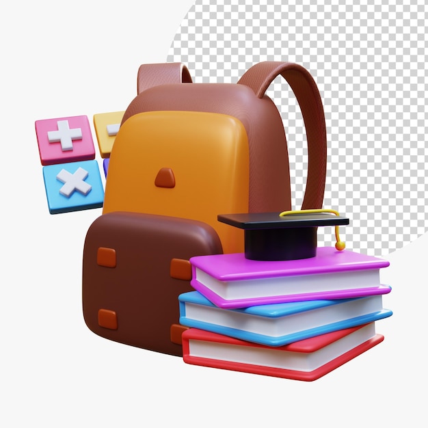 Online education Elearning concept design graduate cap school bags notebooks stationery