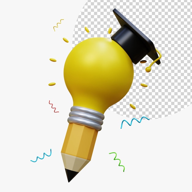 PSD Онлайн-образование концептуальный дизайн электронного обучения выпускной шляпе и карандашу образовательная идея