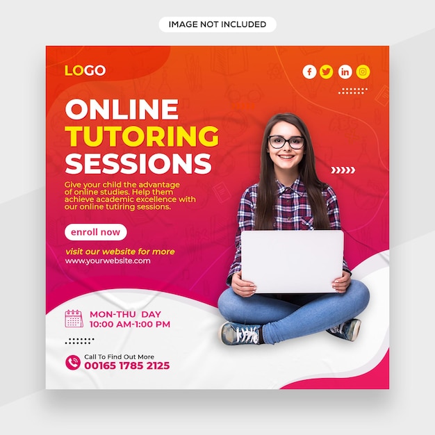 Online Education related instagram banner or social media post or facebook cover template