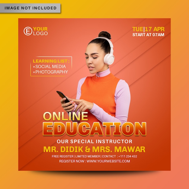 Online education social media instagram post banner premium psd