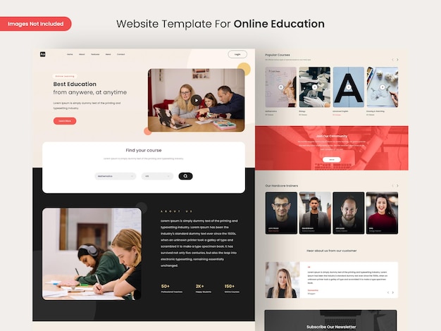 Online education website page design template