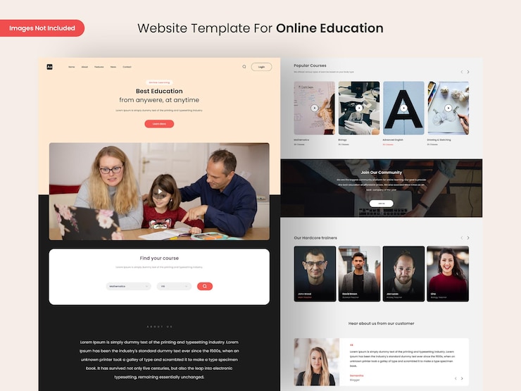 PSD online education website page template