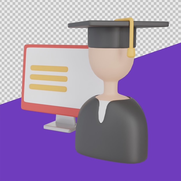 Online Graduation Desktop Ilustracje Edukacyjne 3d