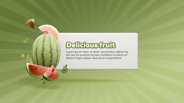 PSD online heerlijke fruit verkoop post met 3d gerenderd watermeloen