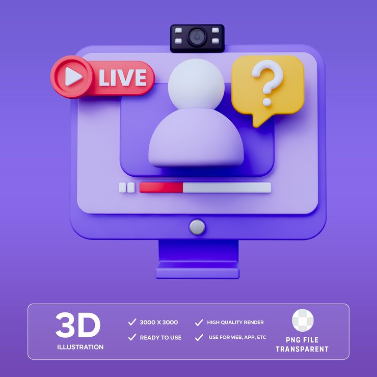 PSD online interview 3d illustration