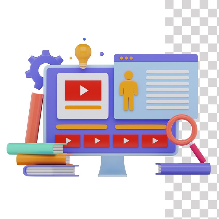 PSD online learning course app 3d illustration