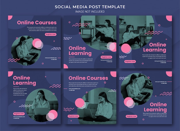 PSD online learning instagram post bundle template