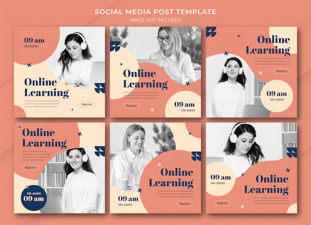 PSD online learning instagram post bundle template