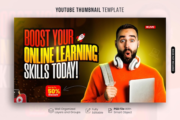 PSD online leren youtube miniatuurontwerp