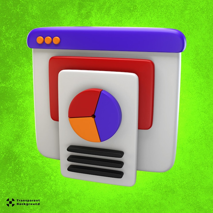 PSD online marketing anaysis 3d icon