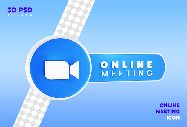 Online meeting 3d render icon badge isolated