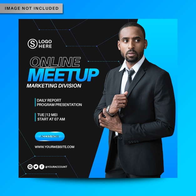 Online meetup social media flyer template