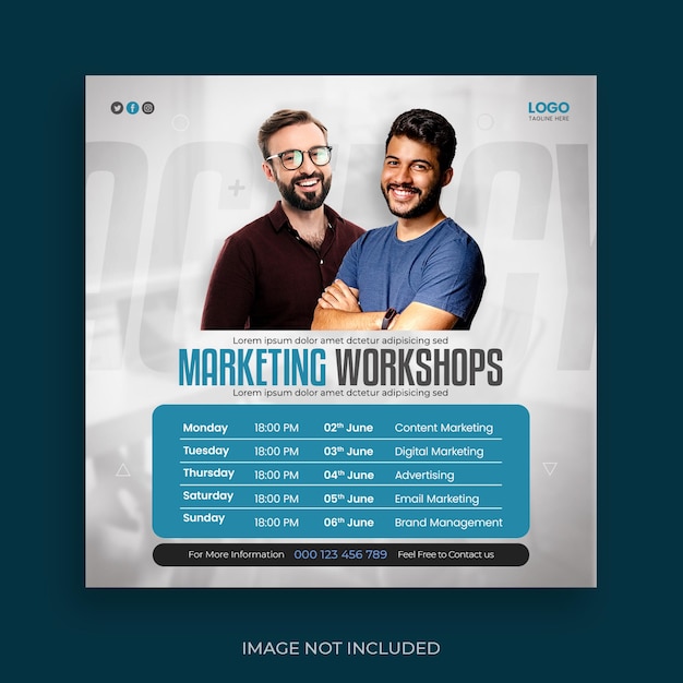 Online multiple guest speaker business live conference social media post template