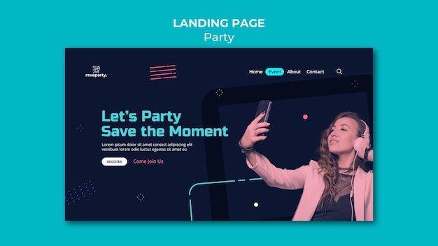 PSD online party landing page template