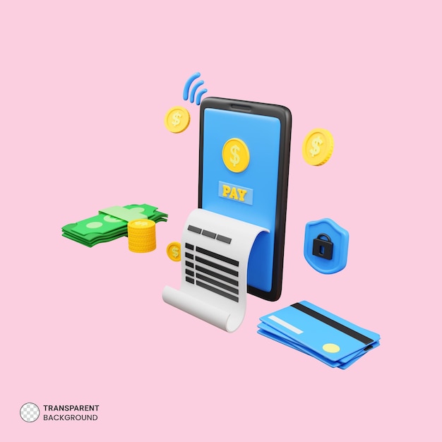 PSD online payment icon isolated 3d render illustration