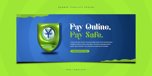 Protezione dei pagamenti online e modello di banner web sicuro per paga online paga in modo sicuro