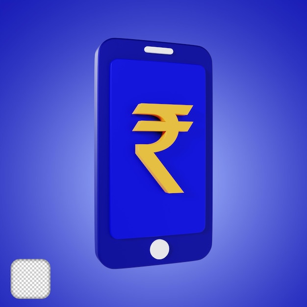 Online Rupee Phone 3d illustration