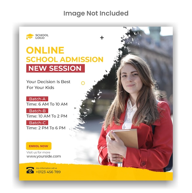 Online school admission instagram or social media template design