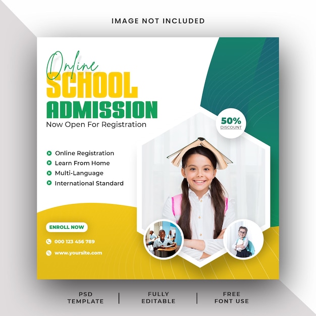 online school admission social media instagram post banner template