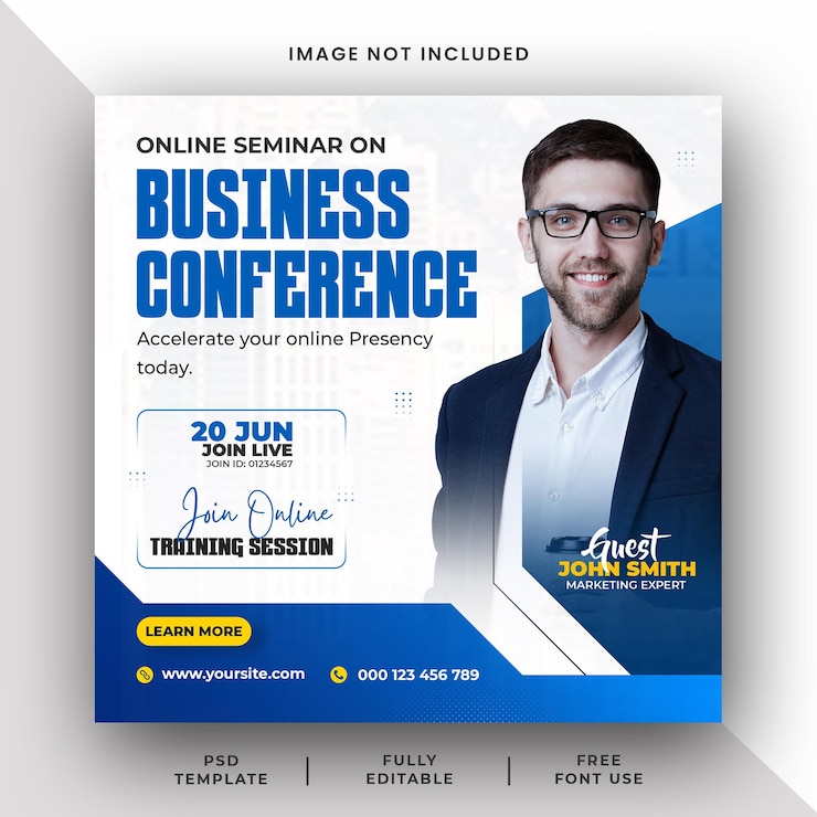 PSD online seminar business conference sociale media instagram post banner sjabloon
