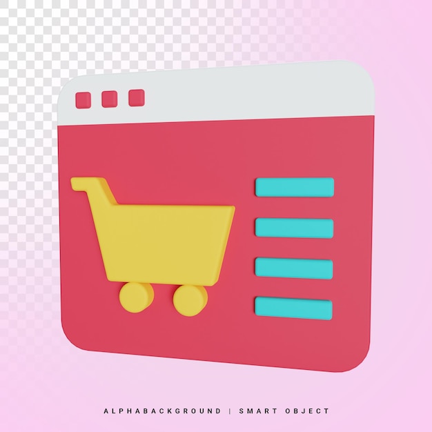 PSD online shopping 3d icon illustration