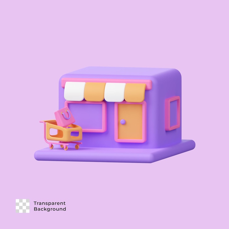 온라인 쇼핑 3d 렌더링 아이콘 디자인