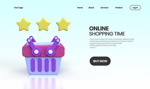 Online shopping concept illustration landing page template for business idea concept background