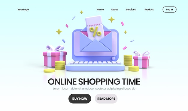 Online shopping concept illustration landing page template for business idea concept background