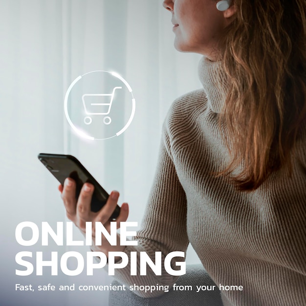 Modello digitale per lo shopping online post sui social media di stile di vita psd