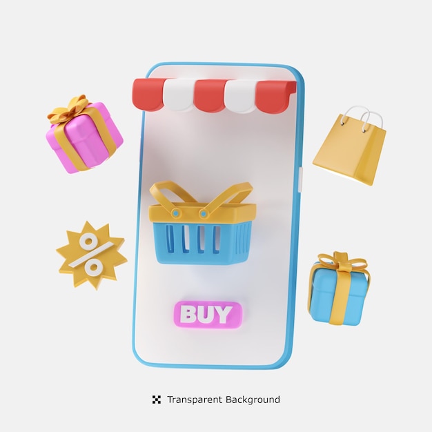 online shopping discount 3d icon illustration