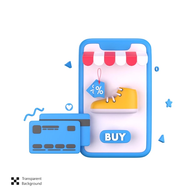 PSD online shopping discount 3d render icon