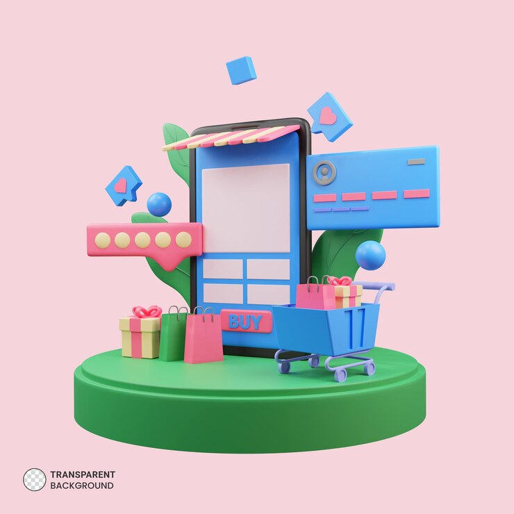 PSD иконка интернет-магазина изолированная 3d иллюстрация рендеринга