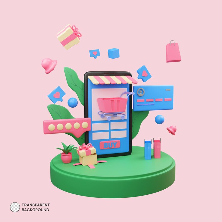 PSD иконка интернет-магазина изолированная 3d иллюстрация рендеринга