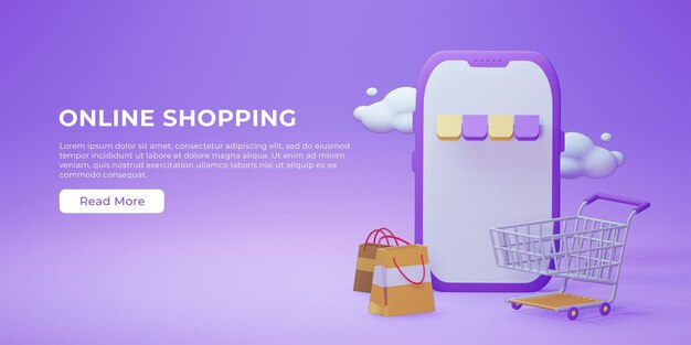 PSD marketing per lo shopping online e concetto di sito web della pagina di destinazione del marketing digitale