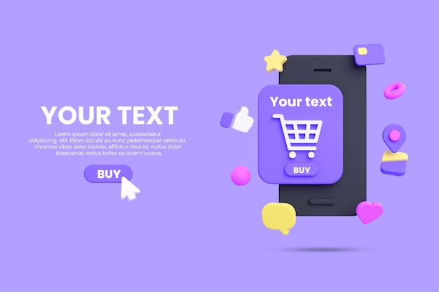 Online shopping mobile or e-commerce mockup isolated